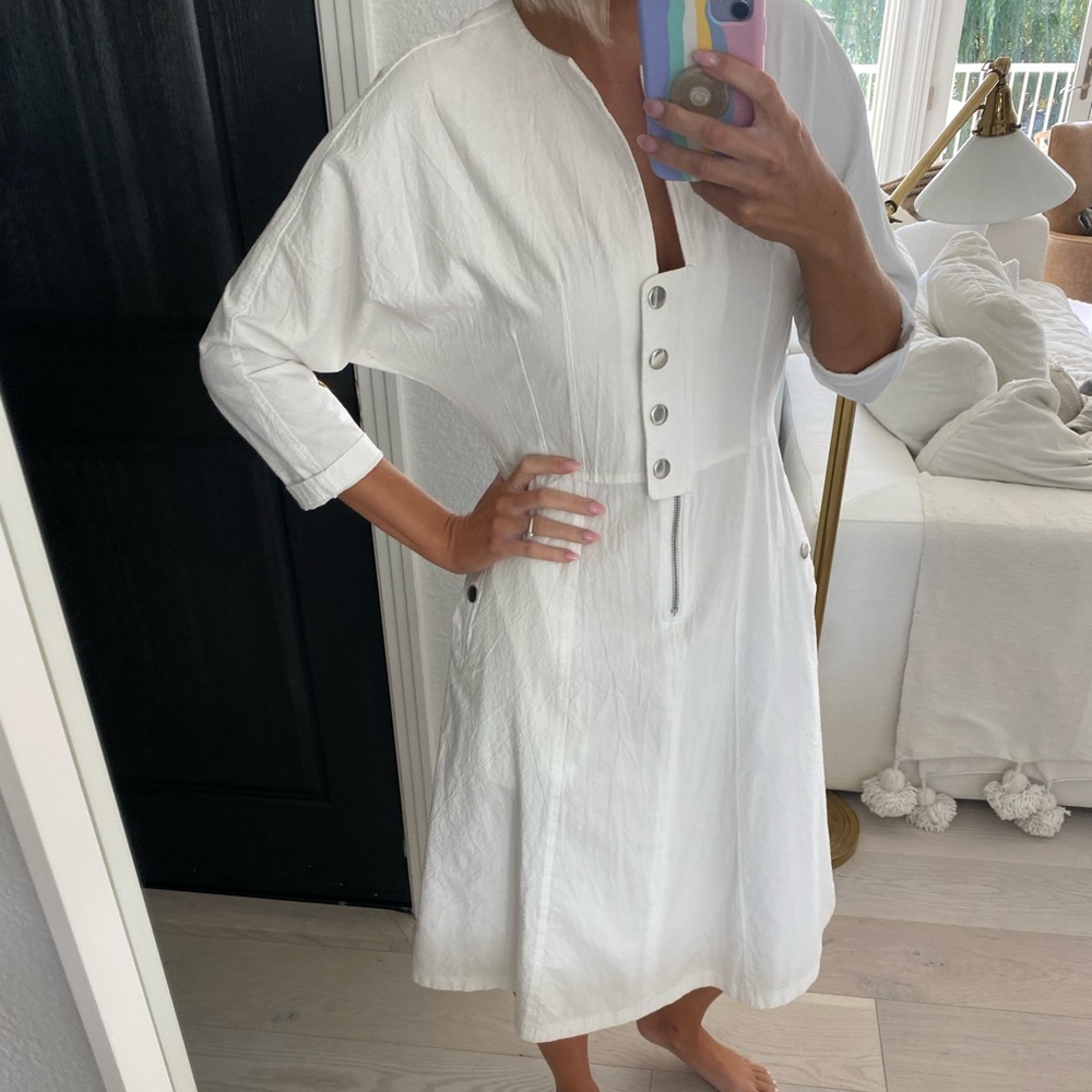 Cute white midi length asos dress with POCKETS 🤍🎉